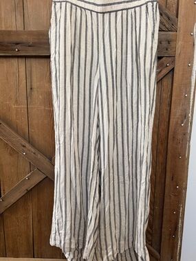 Lou & Grey Cream and Black Striped Wide-Leg Pants